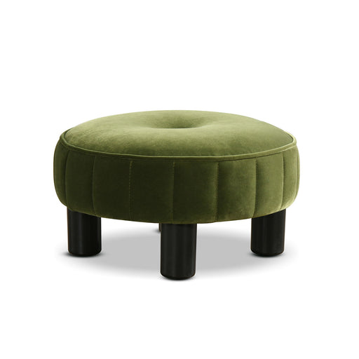 Riley - Round Footstool Ottoman - Olive Green - R&R Furniture Gallery (Fountain Valley, CA)
