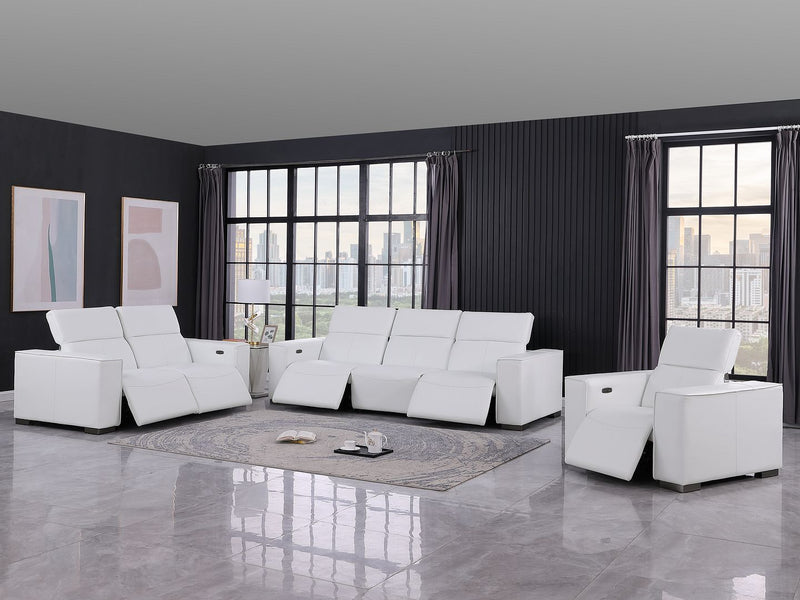 1208 - Leather Reclining Set (Sofa, Loveseat & Chair With 5 Power Recliners)