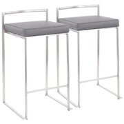 Lumi Source Fuji contemporary elegant stackable counter stool set featuring sleek wooden seats and metal legs