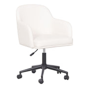 TOV Furniture Sydney desk chair with black upholstered seat and wooden armrests, modern office seating on a white background.