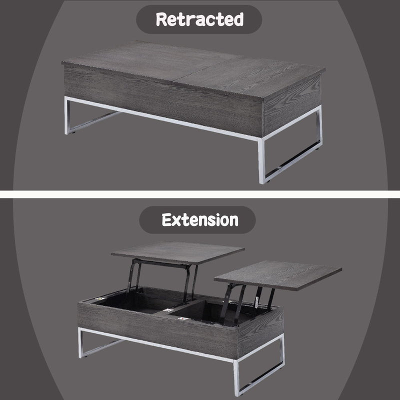 Iban - Coffee Table With Lift Top - Gray Oak & Chrome - R&R Furniture Gallery (Fountain Valley, CA)