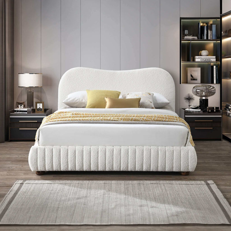 Norme - Queen Size Upholstered Low Profile Platform Bed - Cream - R&R Furniture Gallery (Fountain Valley, CA)