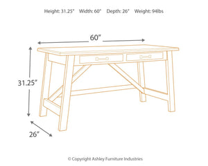 Baldridge - Home Office Large Leg Desk - Rustic Brown - R&R Furniture Gallery (Fountain Valley, CA)