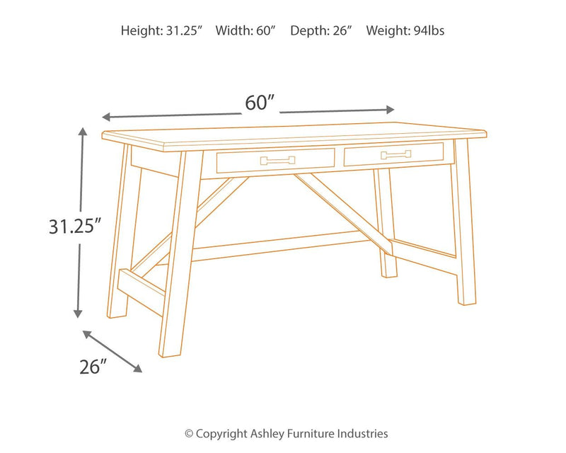 Baldridge - Home Office Large Leg Desk - Rustic Brown - R&R Furniture Gallery (Fountain Valley, CA)
