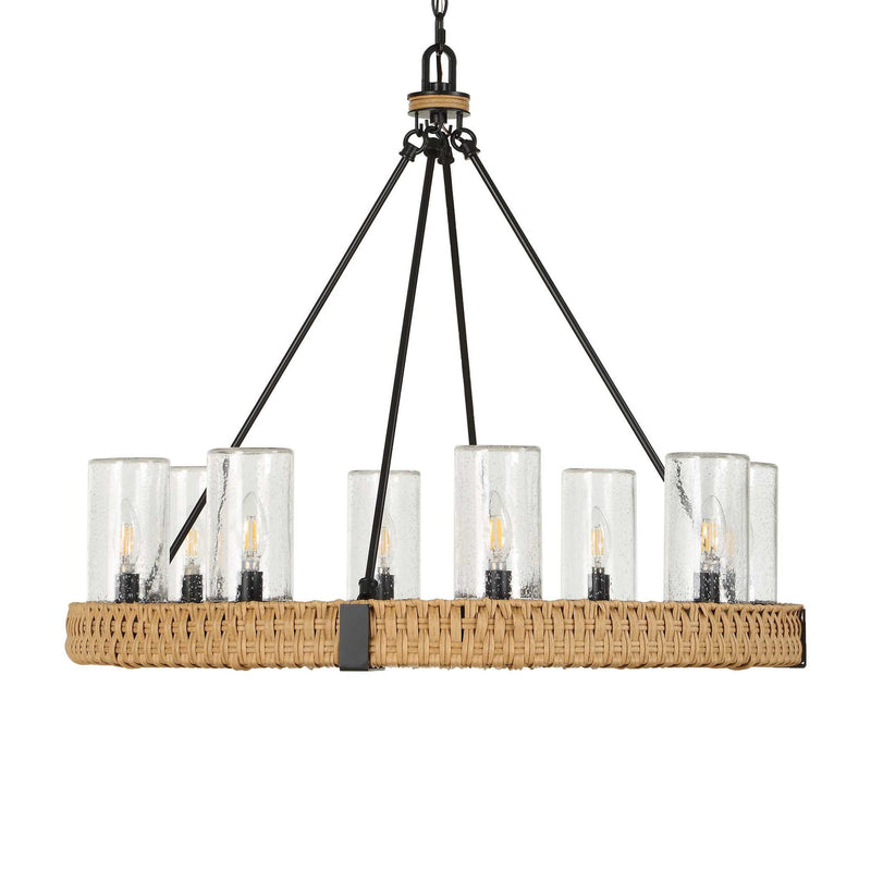 Palm Royal - 8 Light Indoor-Outdoor Chandelier - Black / Light Brown