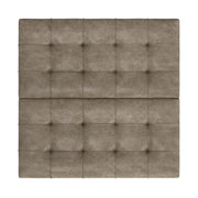 Brown Harrison Square Coffee Table Ottoman by Simpli-Home, showcasing a sturdy wooden frame and plush upholstered top.