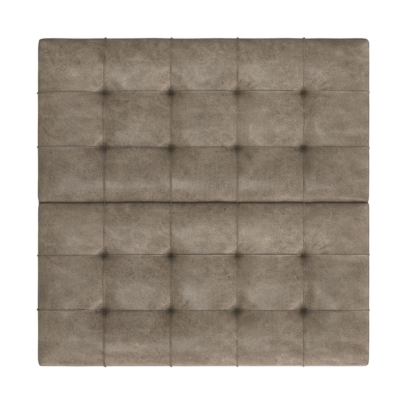 Brown Harrison Square Coffee Table Ottoman by Simpli-Home, showcasing a sturdy wooden frame and plush upholstered top.