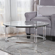 Tempered Glass Round Coffee Table With Four Legs - Clear - R&R Furniture Gallery (Fountain Valley, CA)