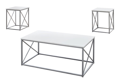 Table Set, Coffee, End, Side, Accent, Living Room, Contemporary, Modern (Set of 3) - White - R&R Furniture Gallery (Fountain Valley, CA)