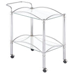 Porch & Den - 2 Tier Rectangular Glass Shelf Bar Cart With Glass - Chrome