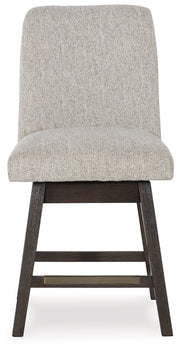 Burkhaus - Upholstered Swivel Barstool (Set of 2) - Beige / Dark Brown - R&R Furniture Gallery (Fountain Valley, CA)