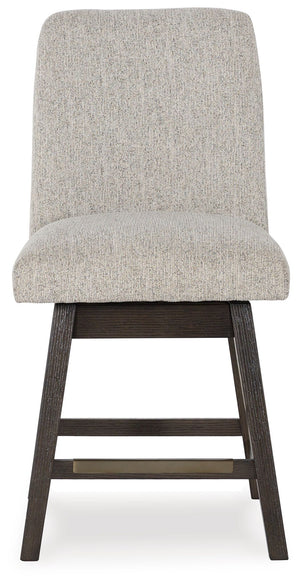 Burkhaus - Upholstered Swivel Barstool (Set of 2) - Beige / Dark Brown - R&R Furniture Gallery (Fountain Valley, CA)