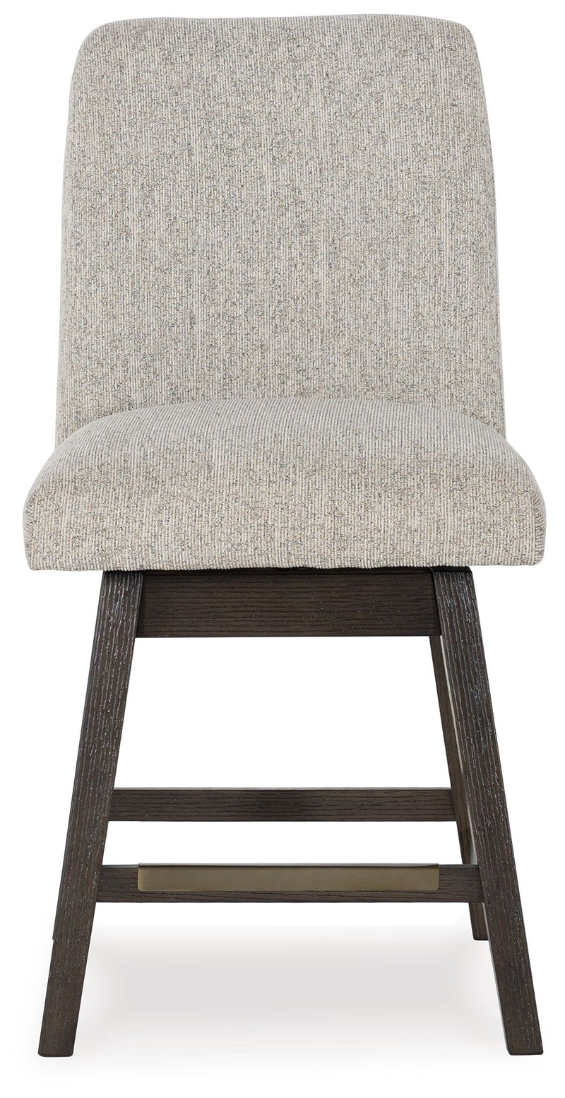 Burkhaus - Upholstered Swivel Barstool (Set of 2) - Beige / Dark Brown - R&R Furniture Gallery (Fountain Valley, CA)