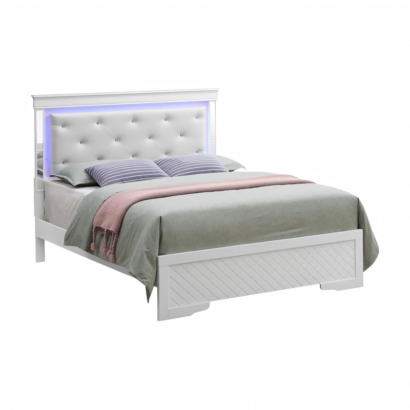 Bed With LED Light Accents Headboard - R&R Furniture Gallery (Fountain Valley, CA)