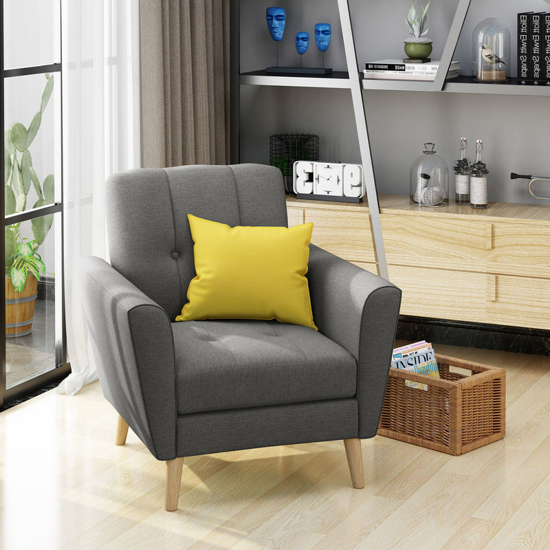 Fabric Channel Stitch Club Chair With Tufted Back - Gray - R&R Furniture Gallery (Fountain Valley, CA)
