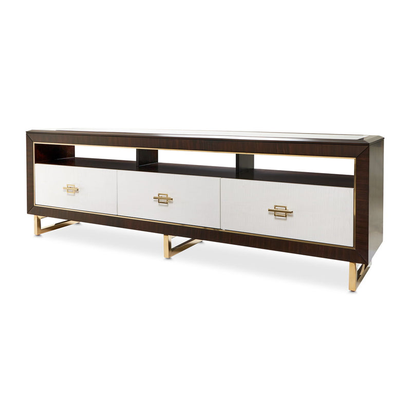 Belmont Place - Media Cabinet - White / Dark Brown - R&R Furniture Gallery (Fountain Valley, CA)