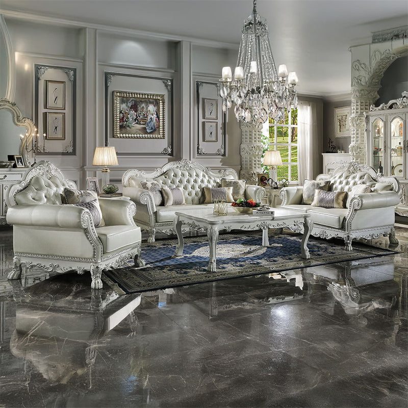 Dresden - Chair With 2 Pillows - Synthetic Leather & Bone White - R&R Furniture Gallery (Fountain Valley, CA)