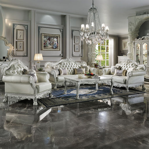 Dresden - Chair With 2 Pillows - Synthetic Leather & Bone White - R&R Furniture Gallery (Fountain Valley, CA)