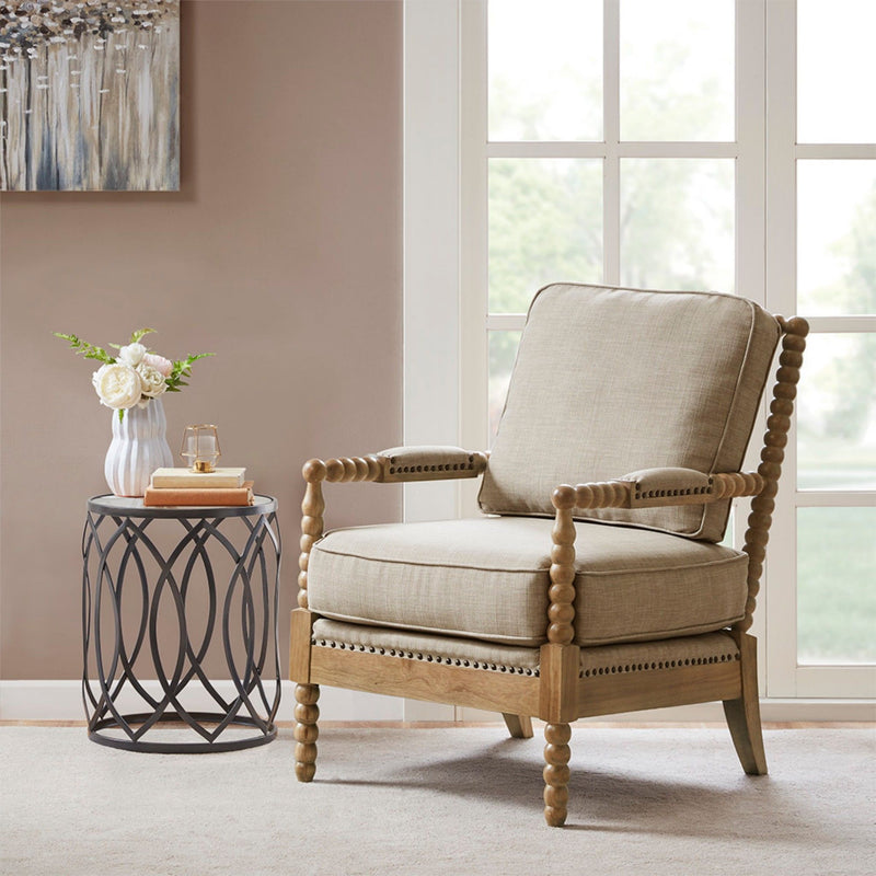 Arm Chair With Open Back Spindle Design, Padded Armrests - R&R Furniture Gallery (Fountain Valley, CA)