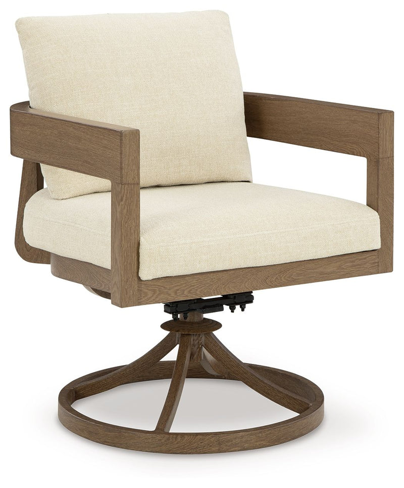 Serene Bay - Swivel Chair With Cushion (Set of 2) - Dark Brown / White - R&R Furniture Gallery (Fountain Valley, CA)
