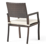 Outdoor Wicker Dining Chair With Water Resistant Cushions (Set of 2) - White / Brown - R&R Furniture Gallery (Fountain Valley, CA)