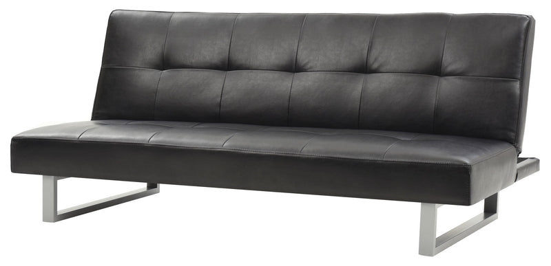 Glory Furniture Chroma sofa bed futon with modern design, featuring a sleek gray fabric upholstery and compact convertible structure.