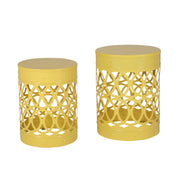 Outdoor metal side table by Noble House with a sleek S/2 end table design, ideal for patio or garden decor.