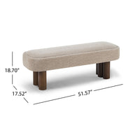 Indoor upholstered dining bench by Noble House with cushioned seat and wooden legs, ideal for dining room seating.