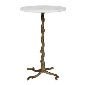 Calais - Marble Accent Table - Brass / White