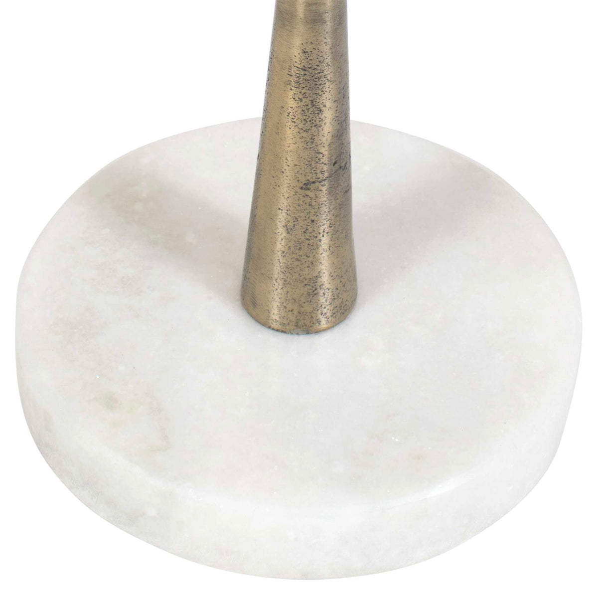 Accent Table - Brass Antique / White