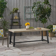 Noble House Equilibrium outdoor dining table with wooden frame and slat top, perfect for patio or backyard dining setups.
