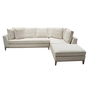 Haven RF 2PC Sectional in Cream Polyester Fabric w/ Loose Pillow Back & Wood Leg Accent by Diamond Sofa