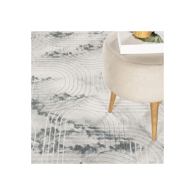Geometrix - 5'3" X 7'3" Area Rug / Geometric 3D Effect - Ivory / Gray - R&R Furniture Gallery (Fountain Valley, CA)