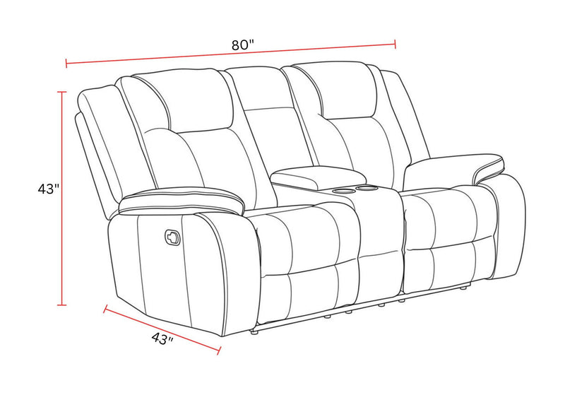Bruno - Manual Console Loveseat - Plush Tobacco