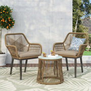 Conversation Set With Tempered Glass Table Top - Light Brown - R&R Furniture Gallery (Fountain Valley, CA)