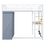 Loft Bed With Desk, Shelves, Power Outlet, LED Light And Wardrobe - R&R Furniture Gallery (Fountain Valley, CA)