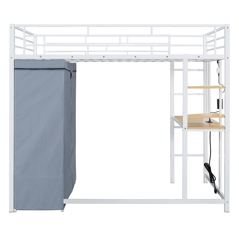 Loft Bed With Desk, Shelves, Power Outlet, LED Light And Wardrobe - R&R Furniture Gallery (Fountain Valley, CA)