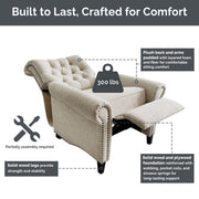 Aidan - Push Back Recliner Chair With Tufted Back And Nailhead Trim - Cream - R&R Furniture Gallery (Fountain Valley, CA)