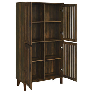 Sakai - 4 Door Tall Accent Cabinet With Slatted Doors - Brown
