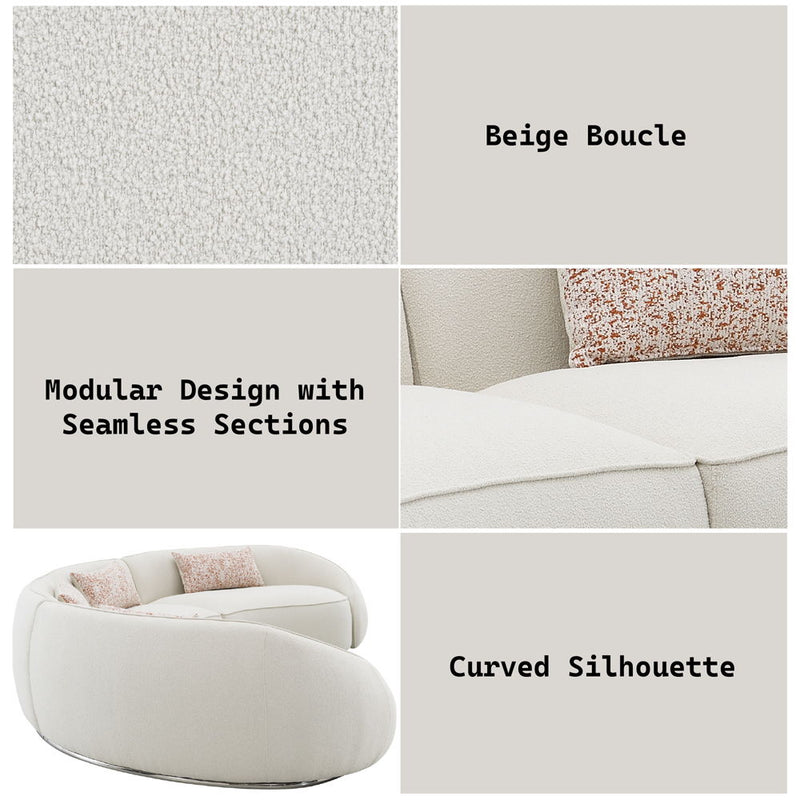 Sahara - Sectional Sofa With 3 Pillows - Beige Boucle - R&R Furniture Gallery (Fountain Valley, CA)