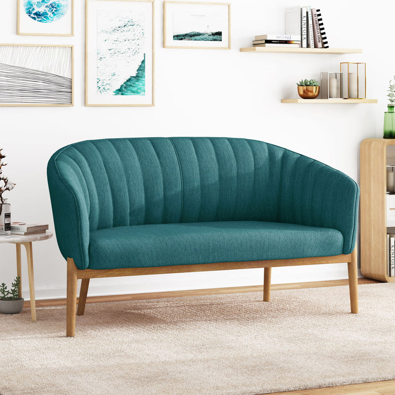 Mid Century Modern Loveseat With Channel Stitched Backrest - R&R Furniture Gallery (Fountain Valley, CA)