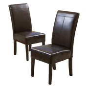 Bonded Leather Upholstered Dining Chair With Solid Wood Legs (Set of 2) - Chocolate - R&R Furniture Gallery (Fountain Valley, CA)