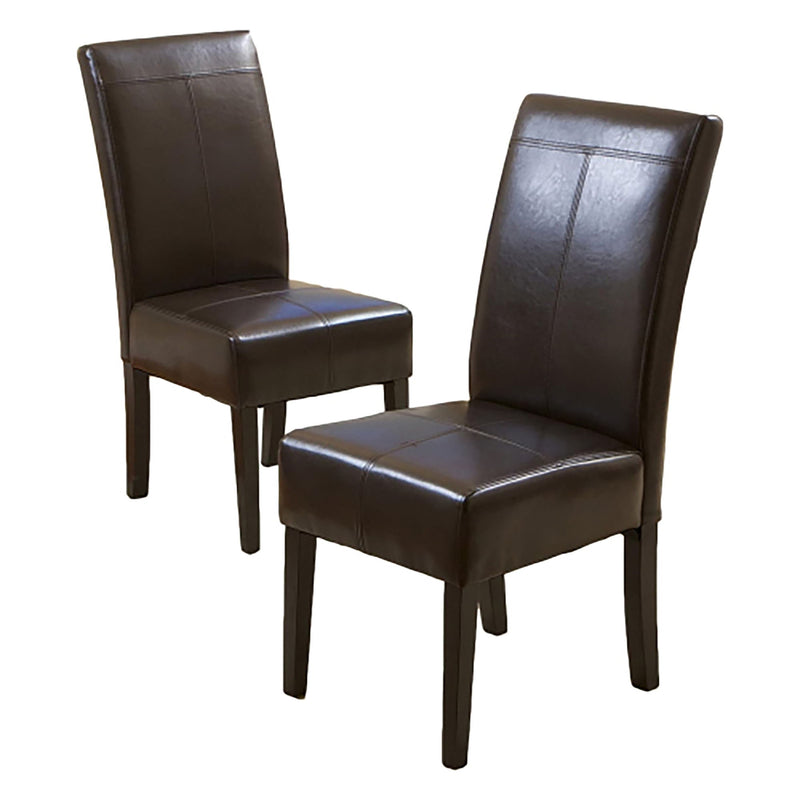 Bonded Leather Upholstered Dining Chair With Solid Wood Legs (Set of 2) - Chocolate - R&R Furniture Gallery (Fountain Valley, CA)