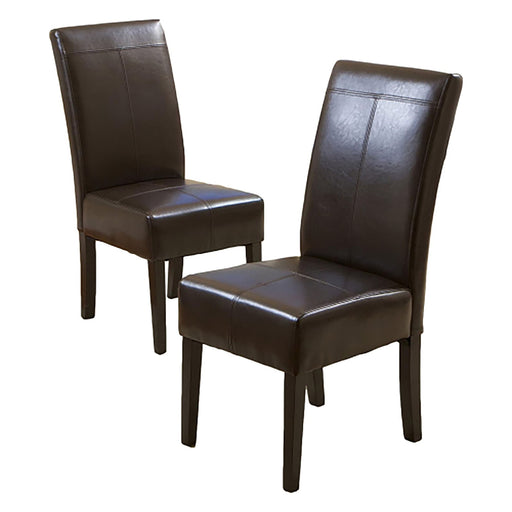 Bonded Leather Upholstered Dining Chair With Solid Wood Legs (Set of 2) - Chocolate - R&R Furniture Gallery (Fountain Valley, CA)