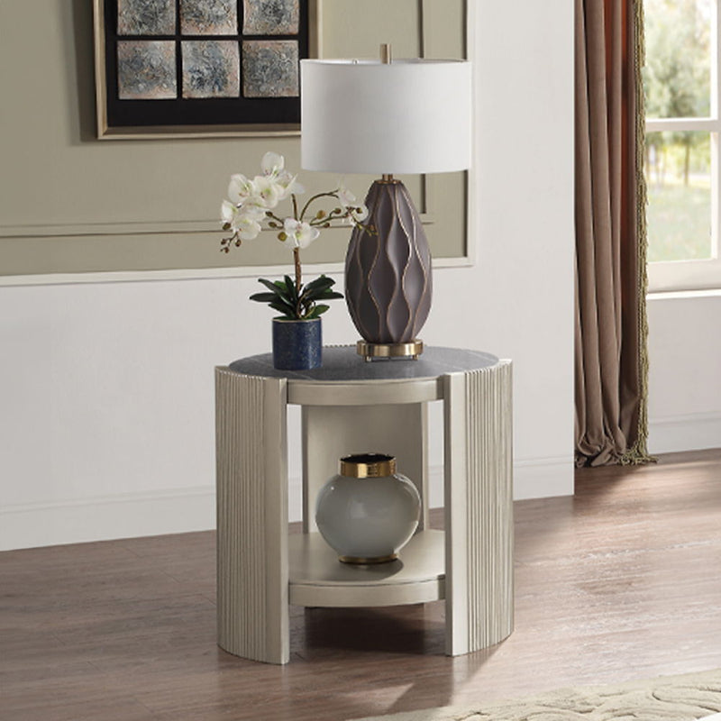 Kasa - End Table - Sintered Stone & Champagne - R&R Furniture Gallery (Fountain Valley, CA)