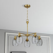 5 Lights Linear Arms With Chain Chandelier - Clear / Gold - R&R Furniture Gallery (Fountain Valley, CA)