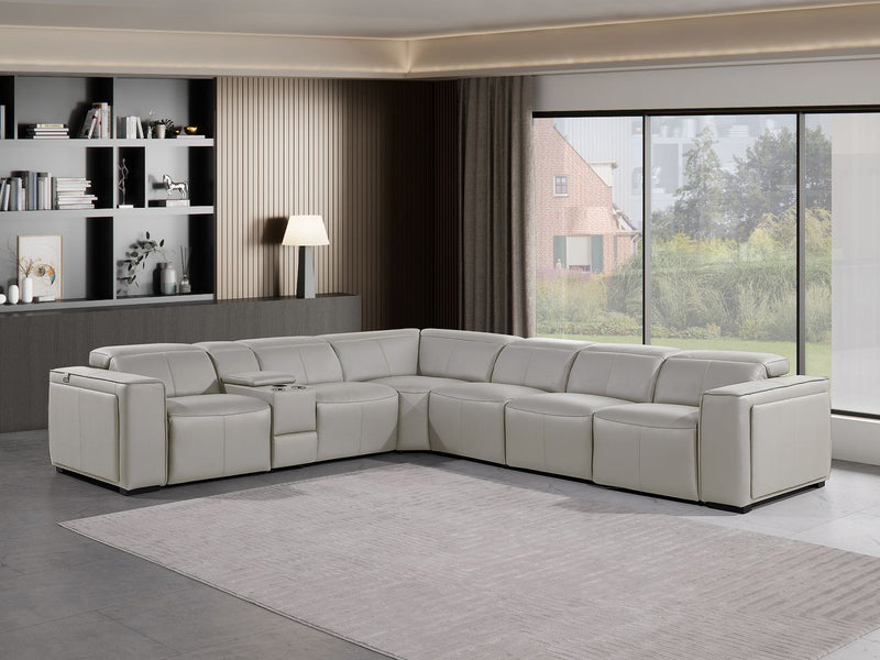 1224 - 7-Piece L-Shaped Sectional Sofa In With 3 Power Recliners & Power Headrests - R&R Furniture Gallery (Fountain Valley, CA)