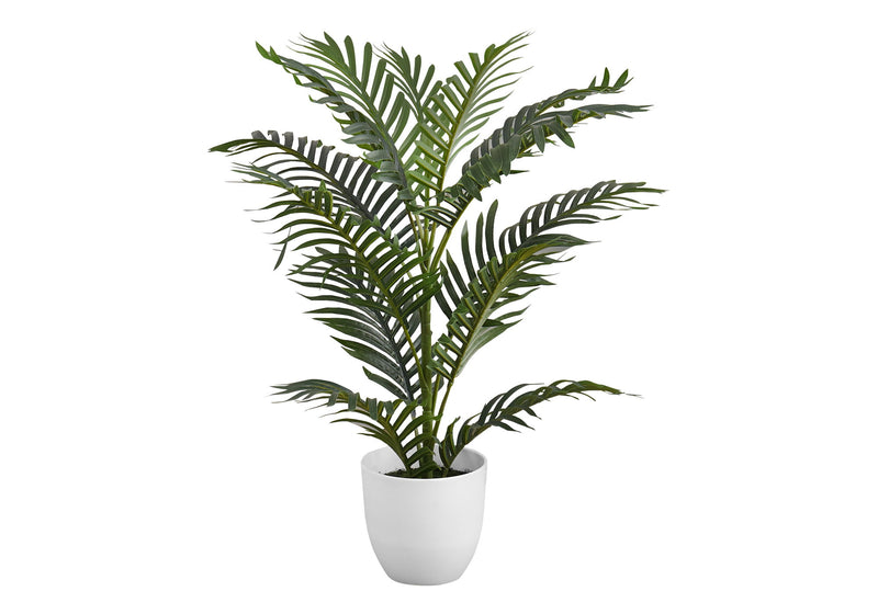 28" Tall, Artificial Plant, Palm Tree, Indoor, Faux, Fake, Floor, Greenery, Potted, Real Touch, Decorative - Green / White - R&R Furniture Gallery (Fountain Valley, CA)