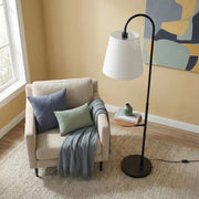 Seoul - Floor Lamp With Rotary Switch Wood Table Base - Black / White - R&R Furniture Gallery (Fountain Valley, CA)