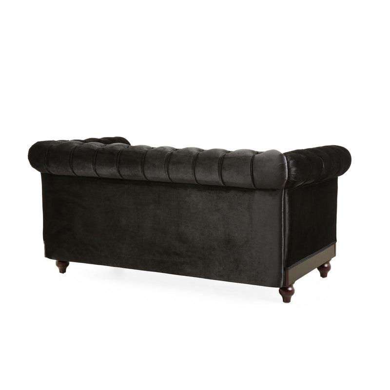 Chesterfield Loveseat Sofa, 2 Person Rolled Arm Upholstered Couch - R&R Furniture Gallery (Fountain Valley, CA)